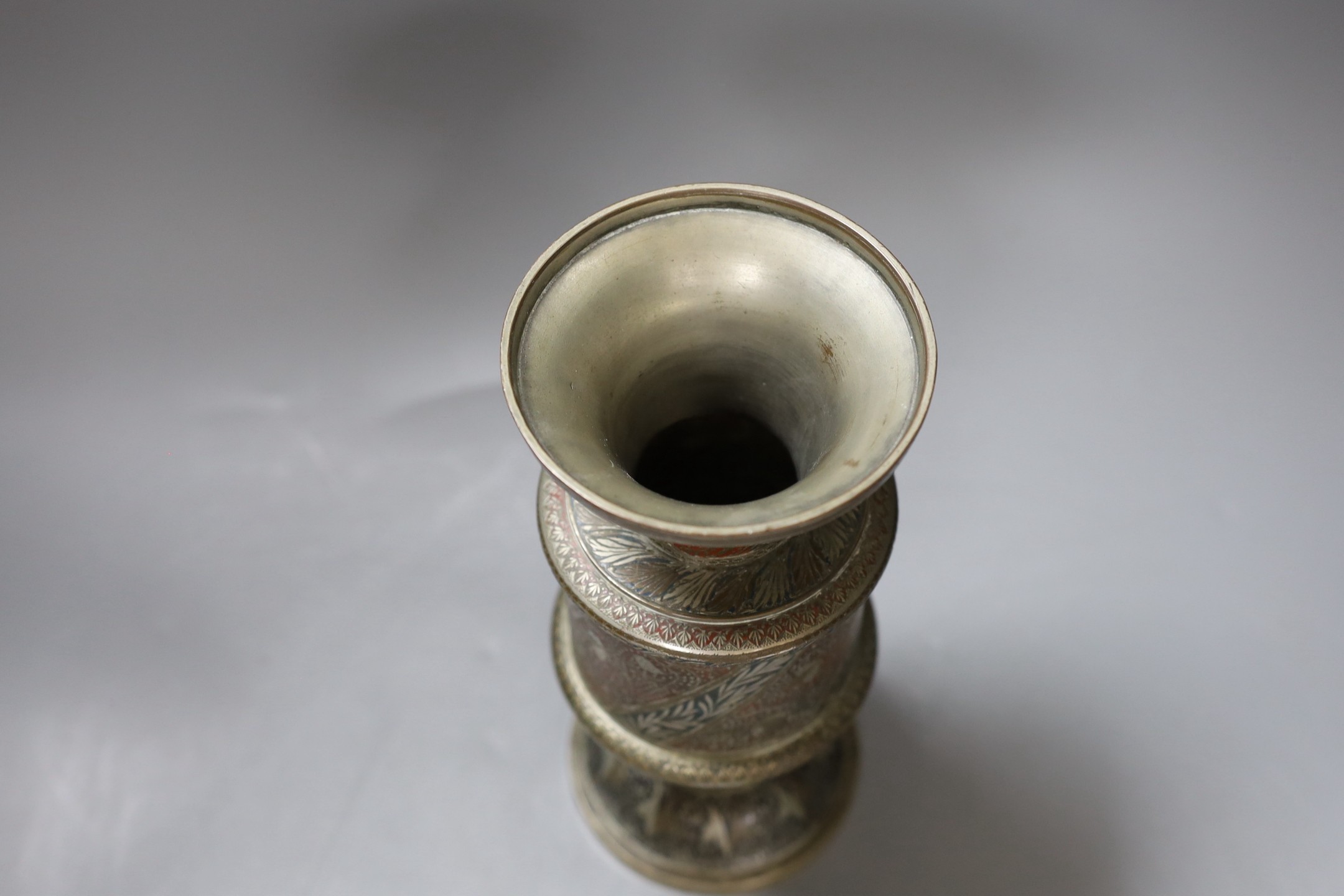 An Indian cast Berberis ware vase, 24cm